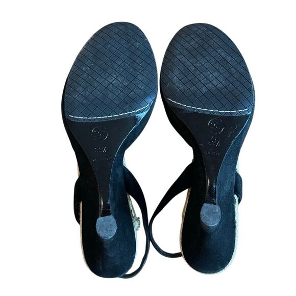 Chanel Authentic Women's Camellia Flower Suede Wedge Espadrilles Size 9.5 - Picture 8 of 12